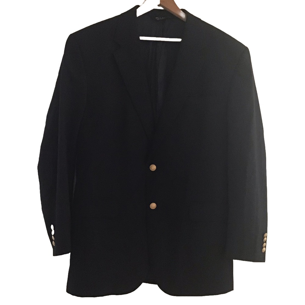 Jos. A. Bank 100% Wool Navy Blue Gold Crest Buttons Blazer Sport Jacket SZ 43 R